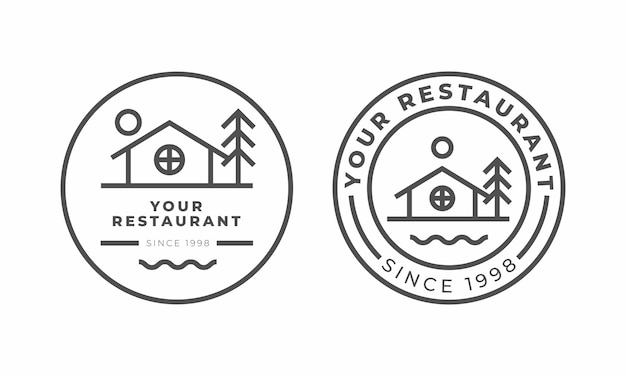 Vector monoline restaurant minimalist logo vector