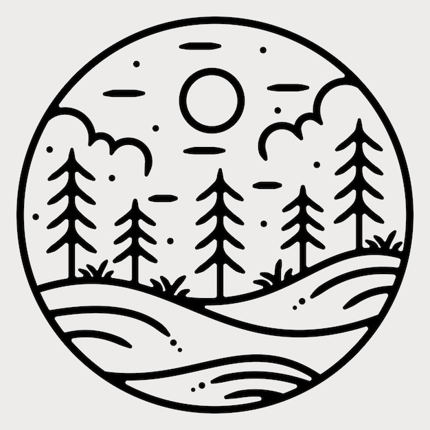 monoline vintage outdoor badge design