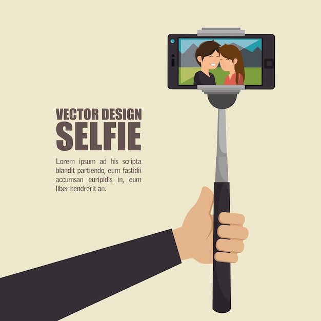 Vector monopod fotografie selfie stijl geïsoleerd