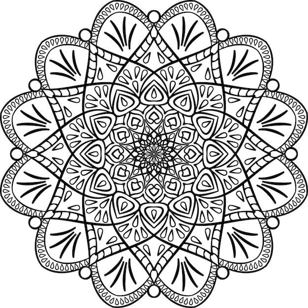 Monotone hand drawn doodle mandala Ethnic mandala with colorful ornament applied Thai art Isolated