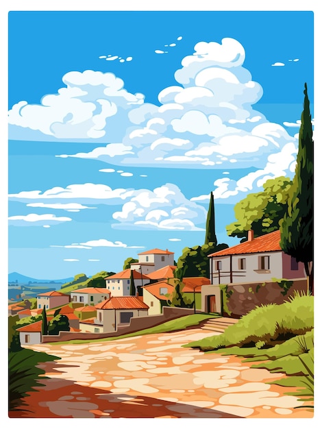 포르투갈 빈티지 여행 포스터 몬산토 기념품 포스트카드 초상화 WPA 일러스트레이션