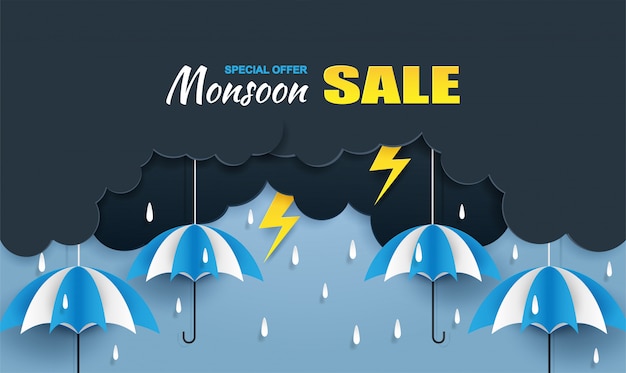 Monsoon, Rainy Season sale banner