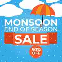 Vector monsoon sale ad end of season monsoon sale banner