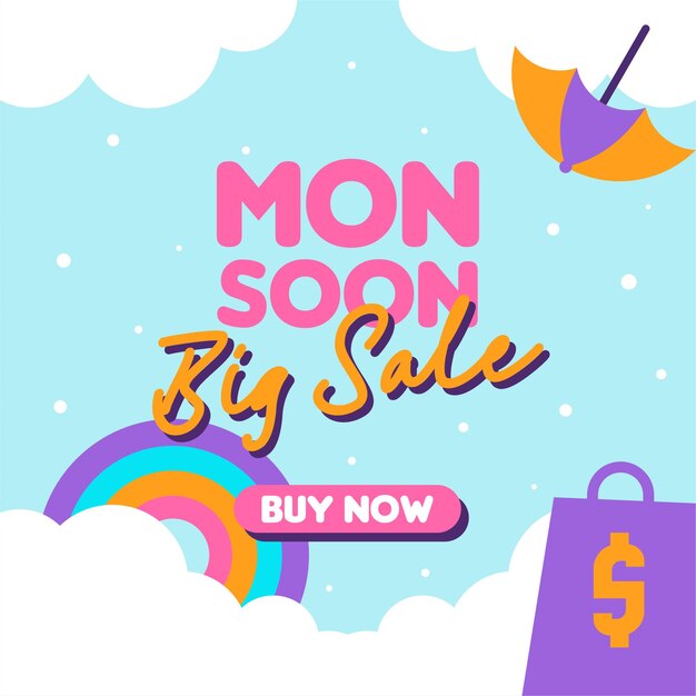 Vector monsoon sale banner illustration background