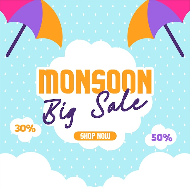 Monsoon sale banner illustration background