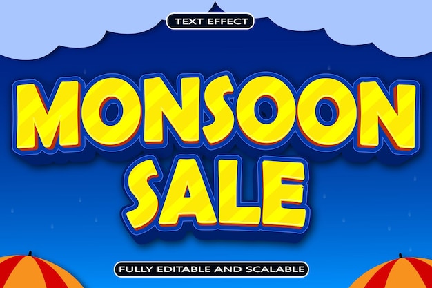 Monsoon sale bewerkbaar teksteffect 3-dimensionale reliëf moderne stijl