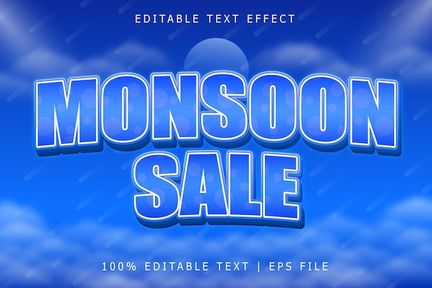 Monsoon Sale bewerkbaar teksteffect 3-dimensionale reliëf moderne stijl