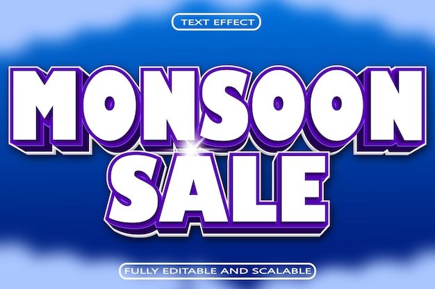 Monsoon Sale Editable Text Effect 3 Dimension Emboss Modern Style