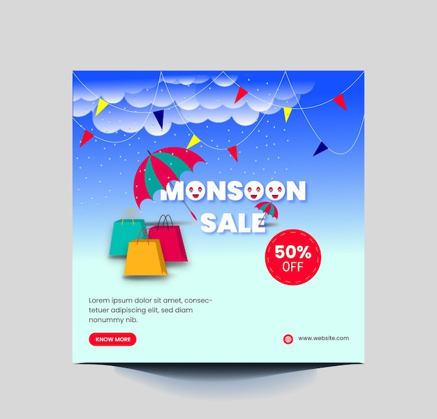 monsoon sale offer template vector template