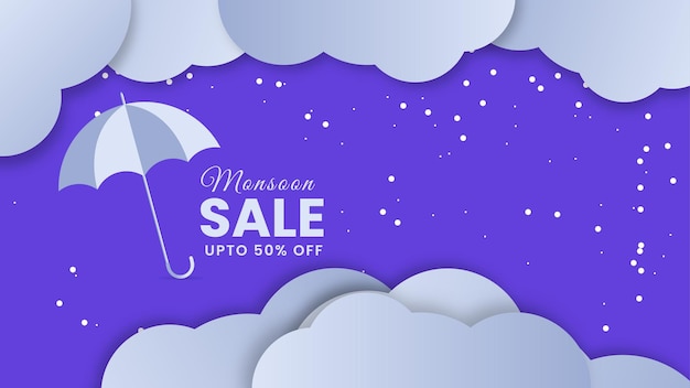 Monsoon sales discount With Umbrella banner design