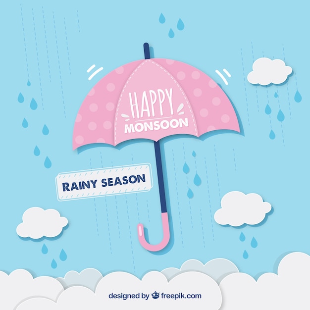 Monsoon season background with umbrella