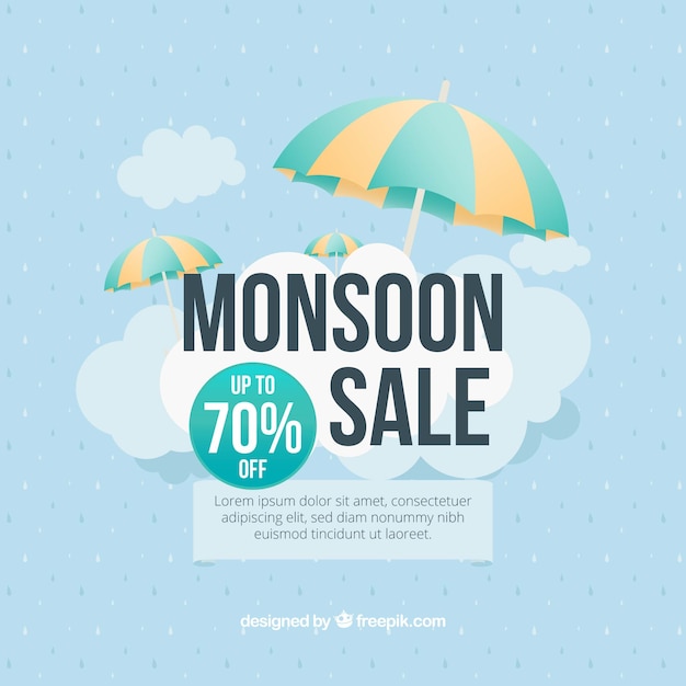 Monsoon season composition with flat design