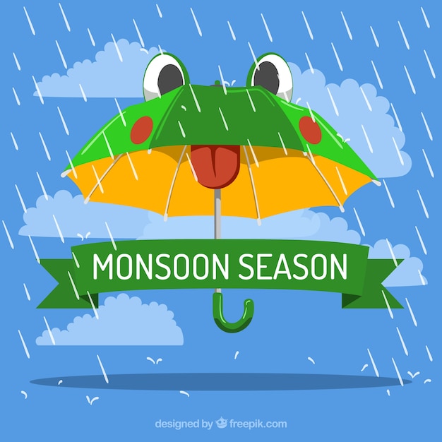 Vector monsoon season composition with flat design