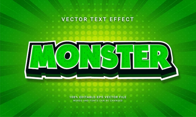 Monster 3d tekststijl effect thema cartoon stijl