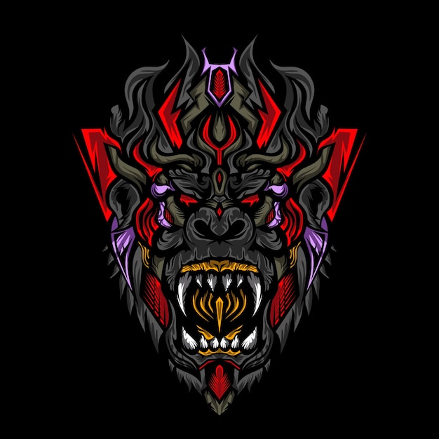 Monster aap hoofd illustratie