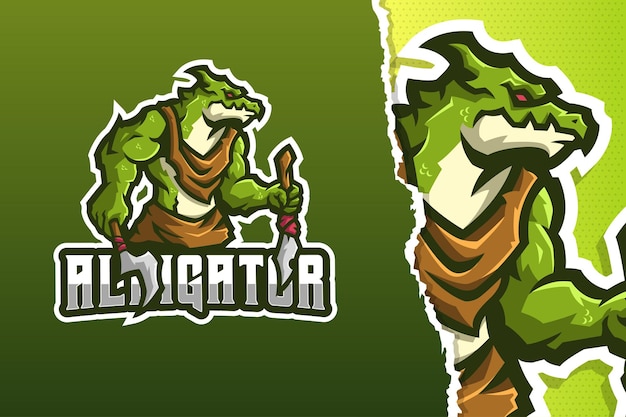 Monster alligator mascot logo modello