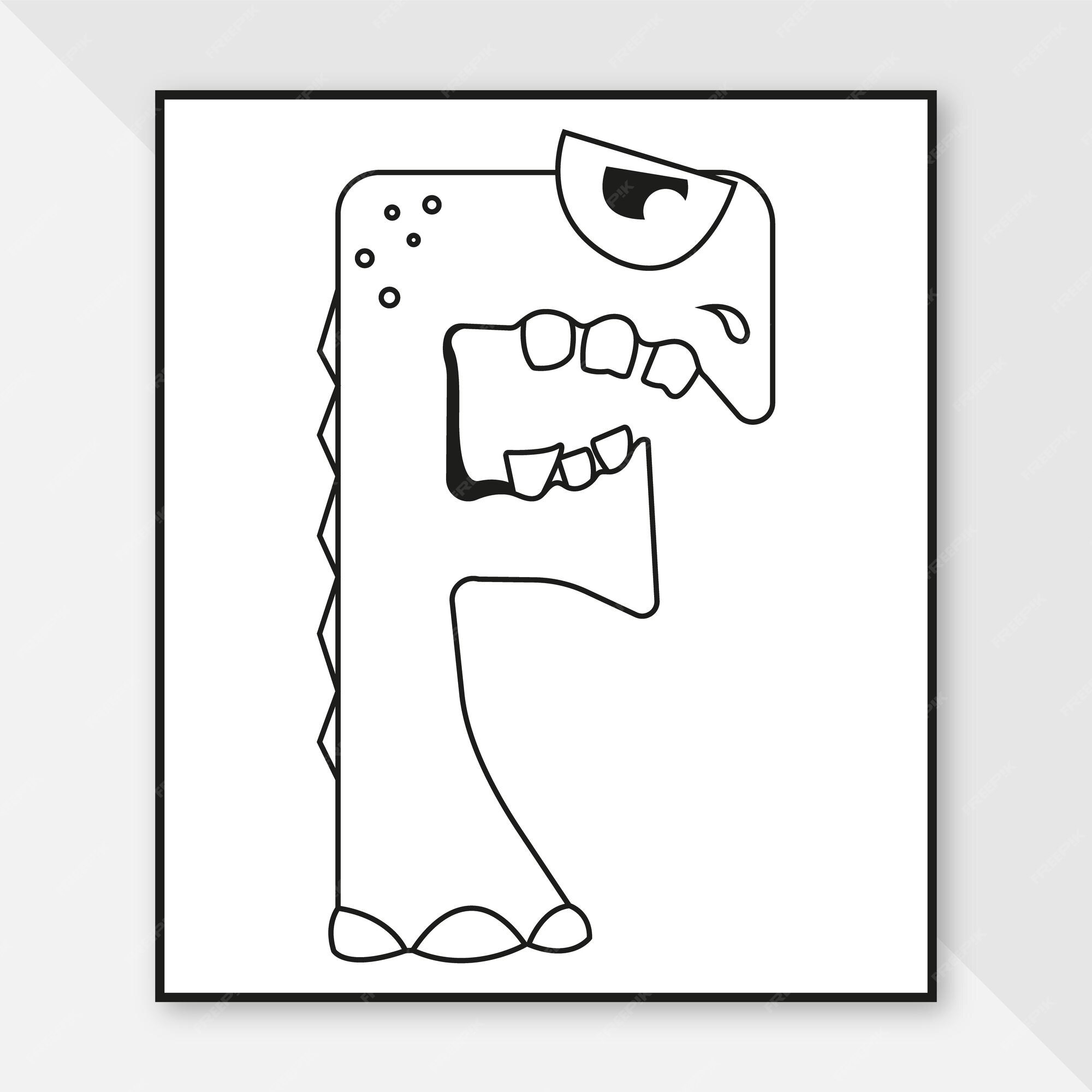 Premium Vector  Monster alphabet coloring page letter f