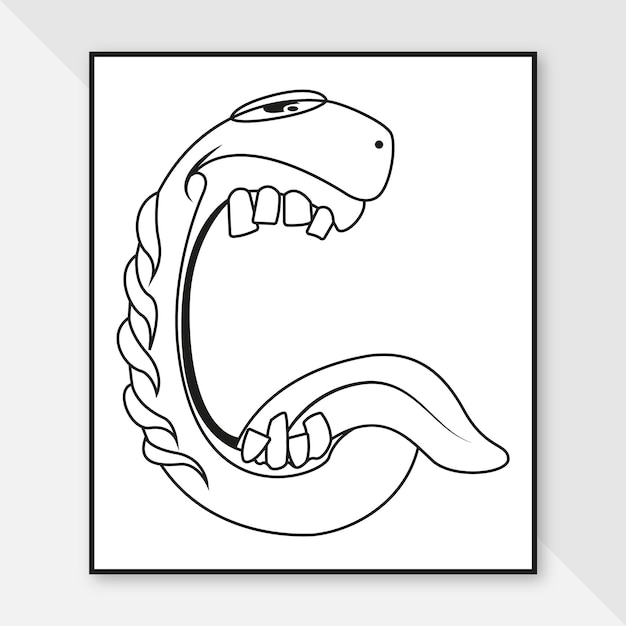 Monster alphabet coloring page letter G