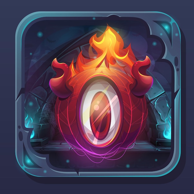 Monster battle gui icon - cartoon stylized  illustration eldiablo flame.