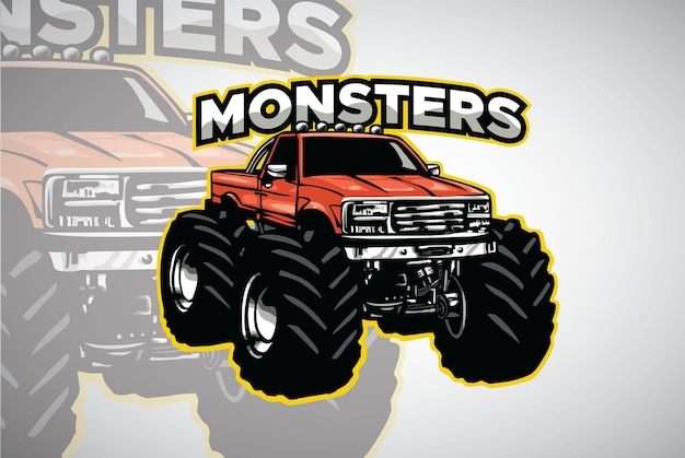 Vector monster beefy truck bigfoot tractor sport logo design vector illustration