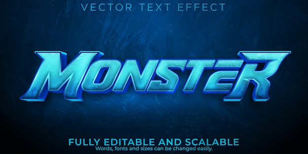 Текстовый эффект monster blue, редактируемый стиль текста для киберспорта и игр