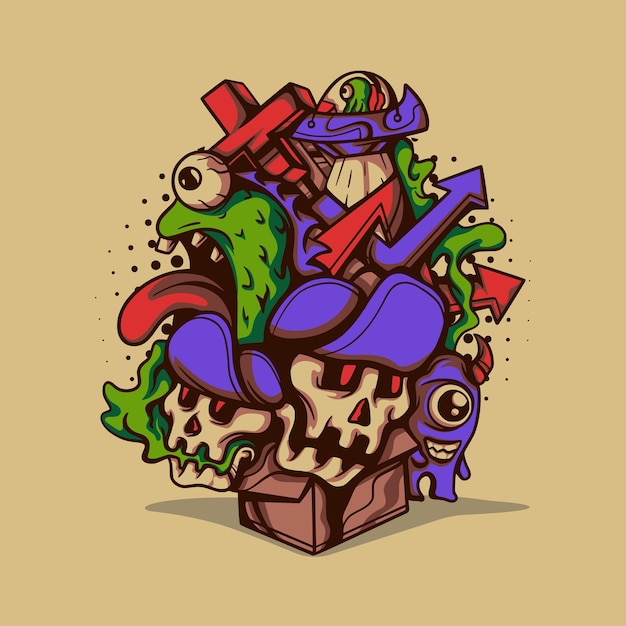 Monster box illustration