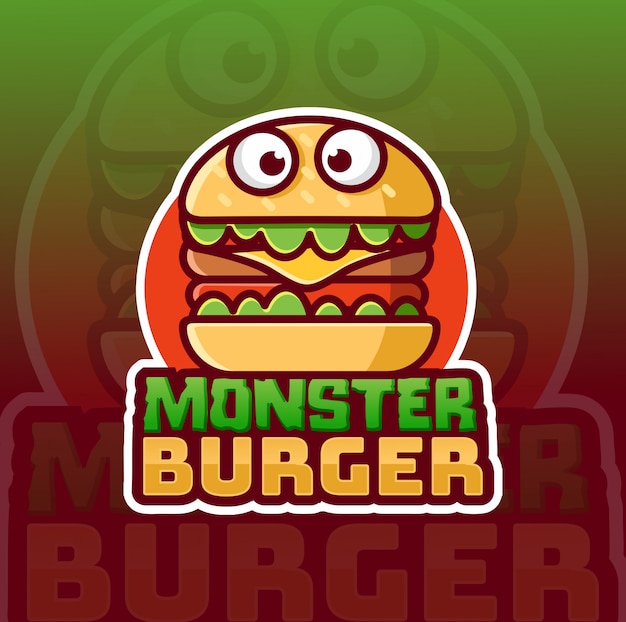 Mostro hamburger logo design mascotte