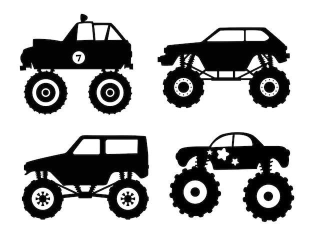 Monster Car Collections isolated vector Silhouette