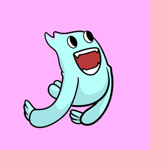 Monster Cartoon Mascot Vector Design Flat Cute Smile Expression