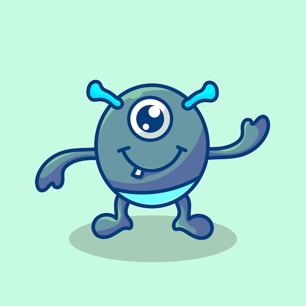 Monster cartoon mascotte vector design platte leuke glimlach expression