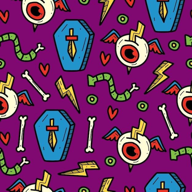 Vector monster cartoon seamless pattern