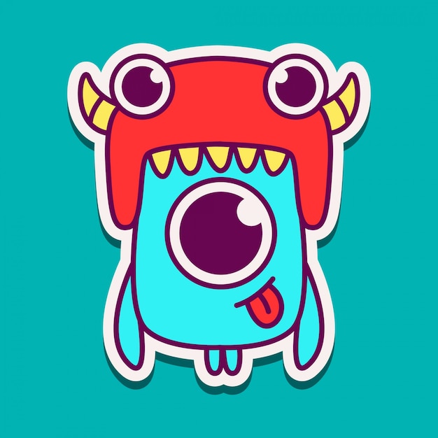 Monster cartoon sticker doodle