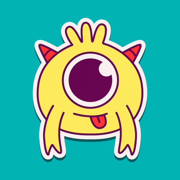 Monster cartoon sticker doodle 