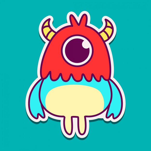 Monster cartoon sticker doodle