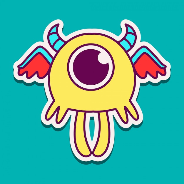 Vector monster cartoon sticker doodle