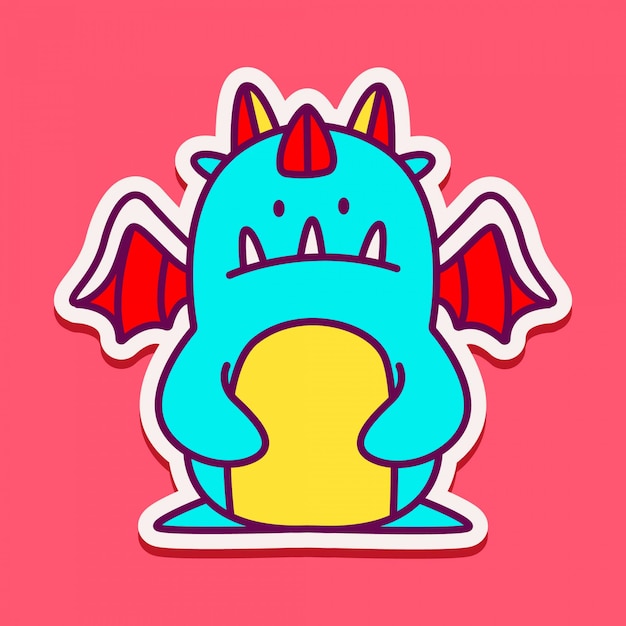 Monster character doodle sticker  illustration