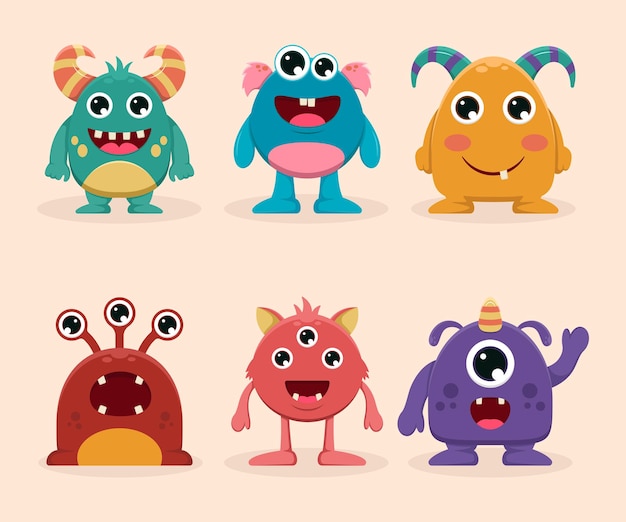 Monster character set collection. Premium vector