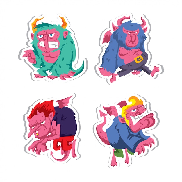 Monster character sticker collection