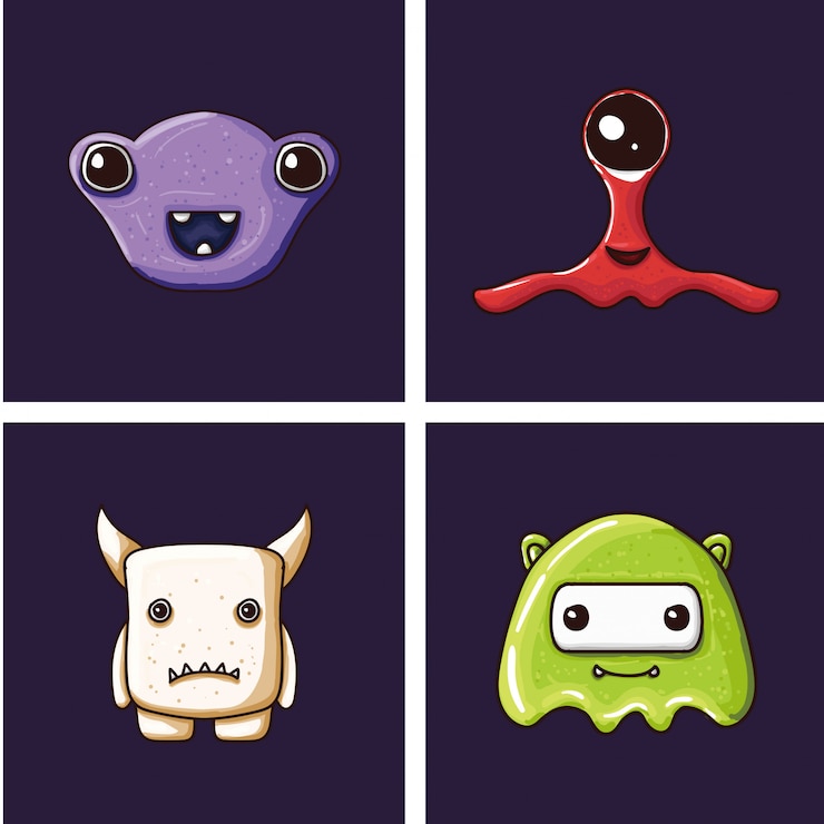 Vector monster character vector template set