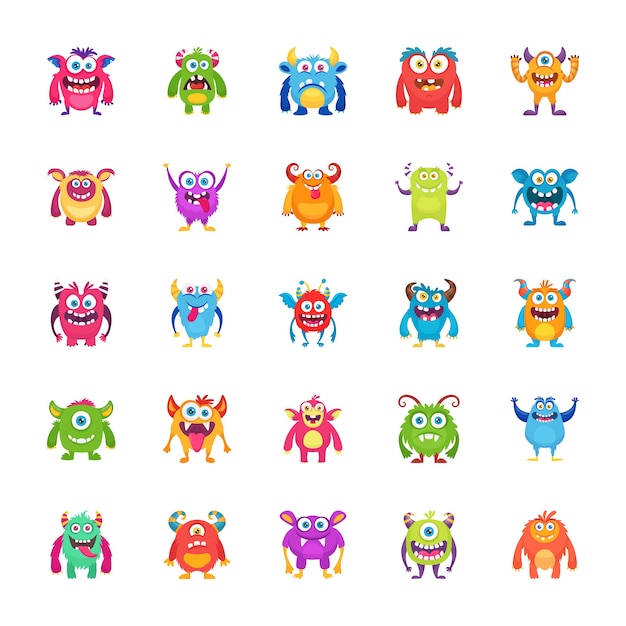 Vector monster characters icons