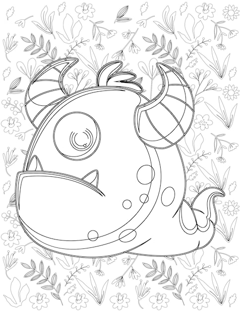 Monster coloring page, monster vector, monster white and black, monster coloring for kids