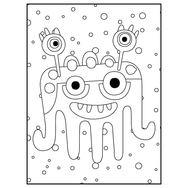 Vector monster coloring pages for kids