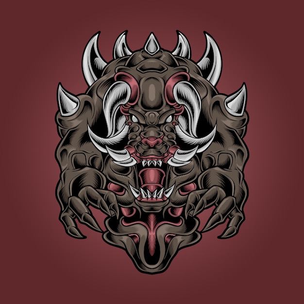 Monster devil fang and horned illustration