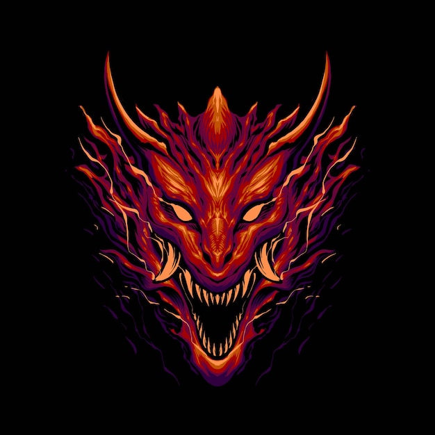 Vector the monster dragon head illustration