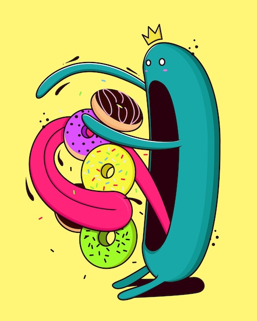 Monster Eat Doughnut illustration