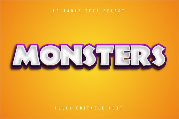 Monster editable text effect 3d cartoon style