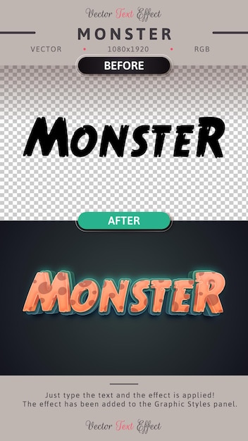 Monster editable text effect font style