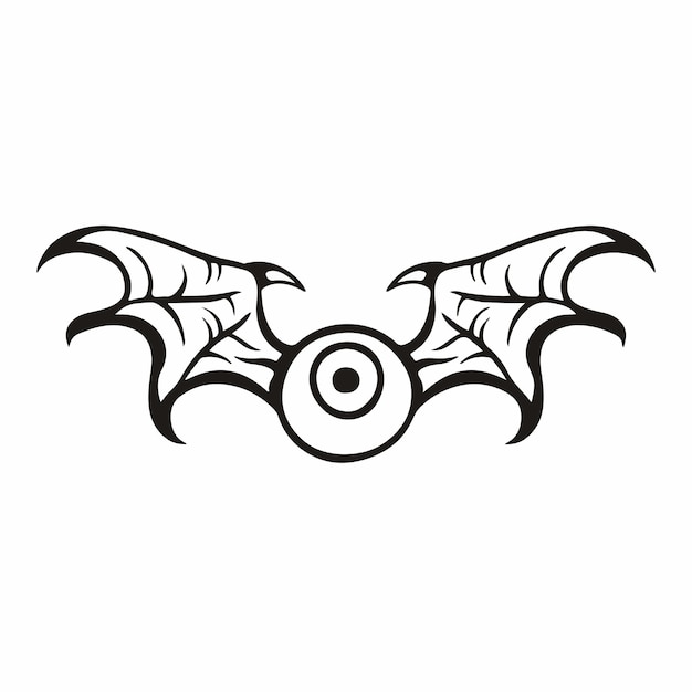 Monster eye ball met vleugels pictogram logo design stencil tattoo platte vectorillustratie