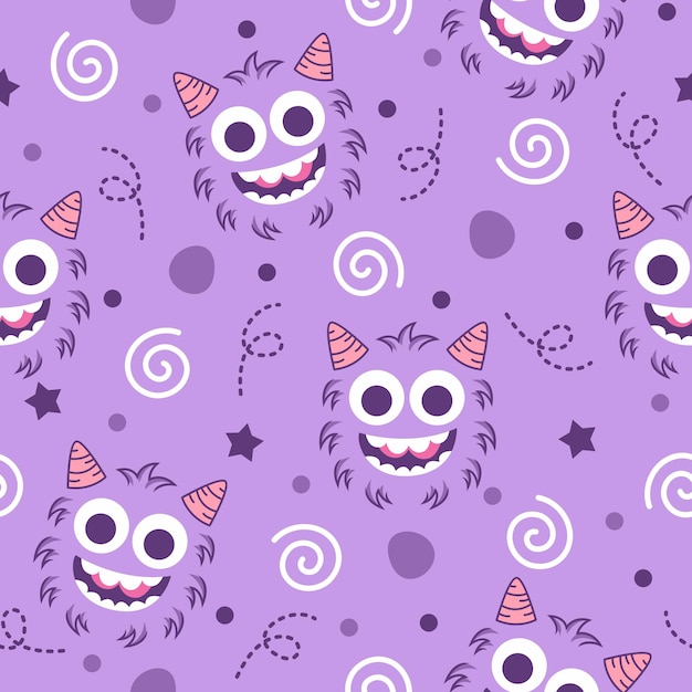 Monster face pattern illustration design