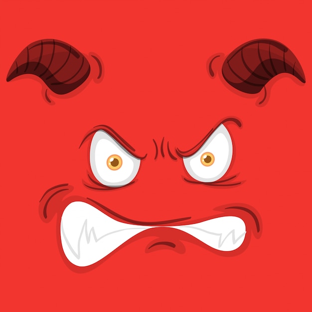 Vector monster face on red background